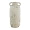 15.5" Cream Magnesium Oxide Antique Textured Amphora Decorative Vase with 2 Small Handles
